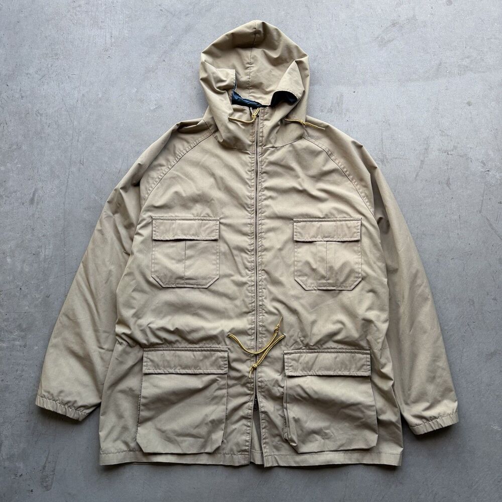 Woolrich Mountain Parka Mens XL Beige Gorpcore Vintage Zip Outdoor Jacket